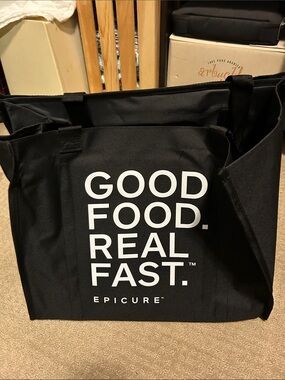 Epicure Black Insulated Grocery Tote - Good Food. Real Fast.